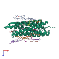 PDB entry 7z0e coloured by chain, top view.