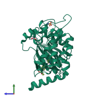 PDB entry 7z4v coloured by chain, side view.
