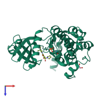 PDB entry 7z4v coloured by chain, top view.