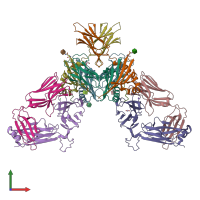 PDB entry 7z50 coloured by chain, front view.