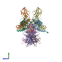 PDB entry 7z50 coloured by chain, side view.