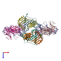 PDB entry 7z50 coloured by chain, top view.