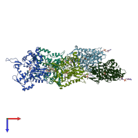 PDB entry 7z7i coloured by chain, top view.