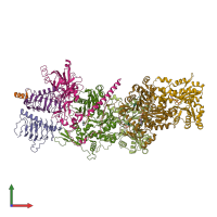 PDB entry 7z8m coloured by chain, front view.