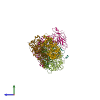 PDB entry 7z8m coloured by chain, side view.