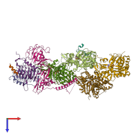 PDB entry 7z8m coloured by chain, top view.