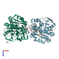 PDB entry 7zba coloured by chain, top view.