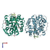PDB entry 7zbb coloured by chain, top view.
