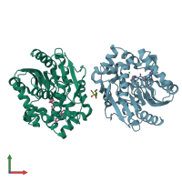 PDB entry 7zbd coloured by chain, front view.