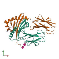 PDB entry 7zfr coloured by chain, front view.