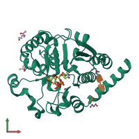 PDB entry 7zhb coloured by chain, front view.