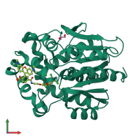 PDB entry 7ziv coloured by chain, front view.