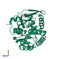 PDB entry 7ziv coloured by chain, side view.