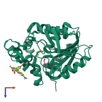 PDB entry 7ziv coloured by chain, top view.