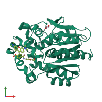 PDB entry 7ziz coloured by chain, front view.