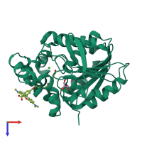 PDB entry 7ziz coloured by chain, top view.