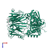 PDB entry 7zjz coloured by chain, top view.