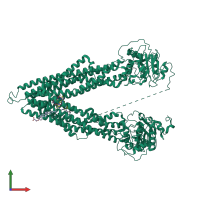 PDB entry 7zk7 coloured by chain, front view.