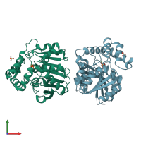 PDB entry 7zm3 coloured by chain, front view.