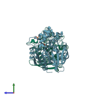 PDB entry 7zm3 coloured by chain, side view.
