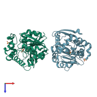 PDB entry 7zm3 coloured by chain, top view.