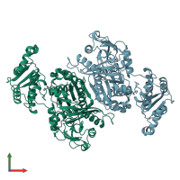 PDB entry 7zmc coloured by chain, front view.