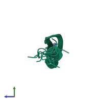 PDB entry 7znf coloured by chain, ensemble of 12 models, side view.