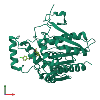 PDB entry 7zpg coloured by chain, front view.