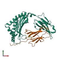PDB entry 7zqi coloured by chain, front view.
