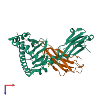 PDB entry 7zqi coloured by chain, top view.