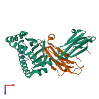 PDB entry 7zqj coloured by chain, top view.