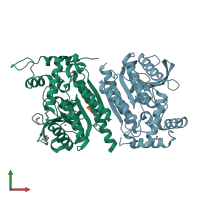 PDB entry 7zr3 coloured by chain, front view.