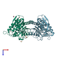 PDB entry 7zr3 coloured by chain, top view.