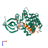 PDB entry 7ztl coloured by chain, top view.