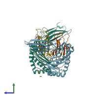 PDB entry 7zuc coloured by chain, side view.