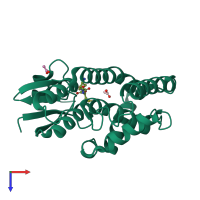 PDB entry 7zvp coloured by chain, top view.