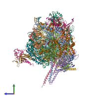 PDB entry 7zwd coloured by chain, side view.