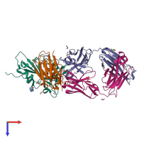 PDB entry 7zxu coloured by chain, top view.