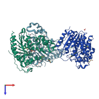 PDB entry 7zzp coloured by chain, top view.