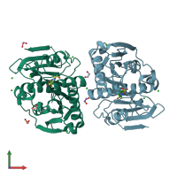 PDB entry 8a2c coloured by chain, front view.