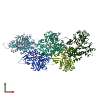 PDB entry 8a2r coloured by chain, front view.