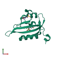 PDB entry 8a2v coloured by chain, front view.