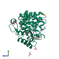 PDB entry 8a3h coloured by chain, side view.