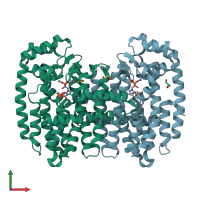 PDB entry 8a7k coloured by chain, front view.