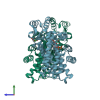 PDB entry 8a7k coloured by chain, side view.