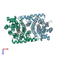 PDB entry 8a7k coloured by chain, top view.