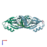 PDB entry 8aak coloured by chain, top view.