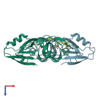 PDB entry 8aao coloured by chain, top view.