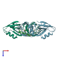PDB entry 8aap coloured by chain, top view.