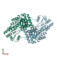 PDB entry 8aat coloured by chain, front view.